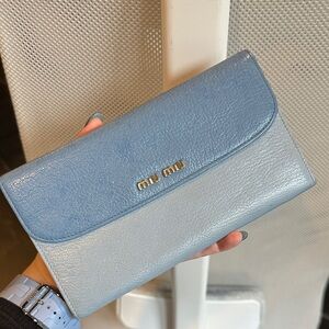 Miu Miu Light Blue Leather Wallet